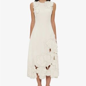 Cleo Appliqué Sleeveless Midi Dress - Vanilla